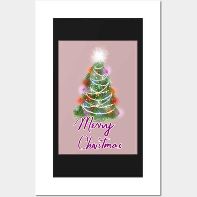 An old fashioned Christmas Tree Greeting Card Wall Art by designs-by-ann